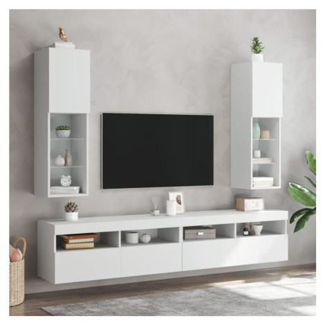 vidaXL TV skříňky s LED osvětlením 2 ks bílé 30,5 x 30 x 102 cm