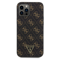 Zadní kryt Guess PU Leather 4G Triangle Metal Logo pro Apple iPhone 12 Pro Max, black