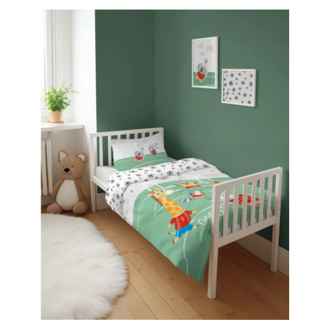 Bambusové povlečení do postýlky pro malého fotbalistu - oboustranné 2 časti: 1ks 100 x 135 cm + 