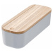 Šedý úložný box s víkem ze dřeva paulownia iDesign Eco, 9 x 27,5 cm