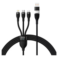 Kabel 3in1 USB cable Baseus Flash Series 2, USB-C + micro USB + Lightning, 100W, 1.2m (black)