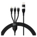 Kabel 3in1 USB cable Baseus Flash Series 2, USB-C + micro USB + Lightning, 100W, 1.2m (black)