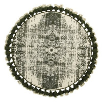 Kulatý koberec se střapci o 120 cm krémově zelený KAHTA, 182302