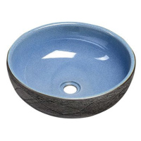 SAPHO PRIORI keramické umyvadlo, průměr 41cm, 15cm, modrá/šedá