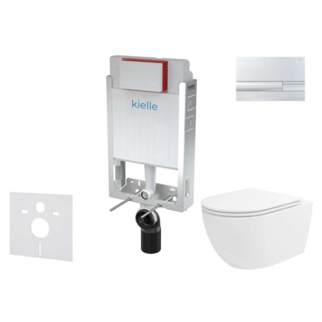 Kielle Genesis Set předstěnové instalace, klozetu Oudee Vortex, sedátka softclose a tlačítka Gem