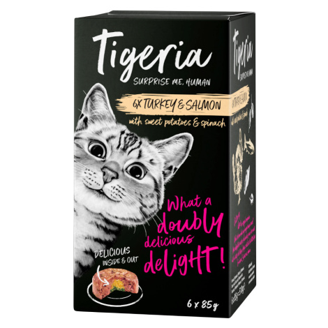Výhodné balení Tigeria 48 x 85 g - krůta a losos s batáty a špenátem