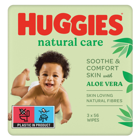 HUGGIES Dětské vhčené ubrousky Natural Aloe Vera Triplo 3x56 kusů