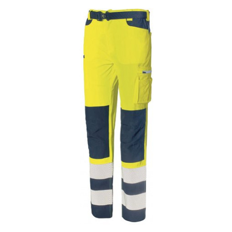 Letní softshellové kalhoty 4-WAY STRETCH, fluo žlutá/modrá