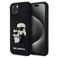 Karl Lagerfeld 3D Rubber Karl and Choupette kryt iPhone 15 černý
