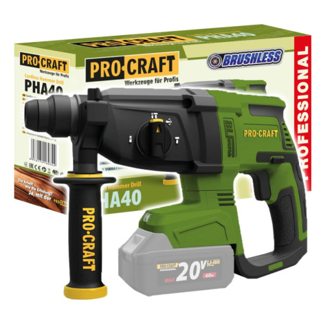 PROCRAFT PHA40BB bezuhlíkové kombinované aku kladivo SDS+ LiIon 20V, bez aku