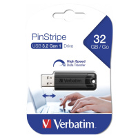 VERBATIM Flash Disk PinStripe USB 3.0, 32GB - černý Černá