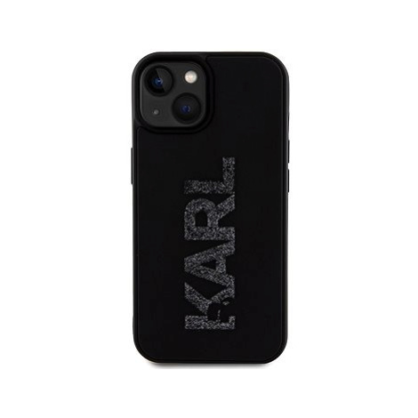 Karl Lagerfeld 3D Rubber Glitter Logo Karl Zadní Kryt pro iPhone 15 Black