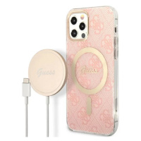 Kryt Guess Case + Charger Set iPhone 12/12 Pro pink hard case 4G Print MagSafe (GUBPP12MH4EACSP)