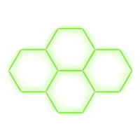 Escape6 Kompletní LED hexagonové svítidlo zelené, rozměr 4 elementy 241 × 168 cm