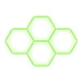 Escape6 Kompletní LED hexagonové svítidlo zelené, rozměr 4 elementy 241 × 168 cm