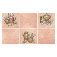 Samolepicí fólie GEKKOFIX 10217, 45 cm x 2 m | Béžové obkladačky s motivem nádob