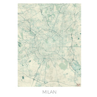 Mapa Milan, Hubert Roguski, (30 x 40 cm)