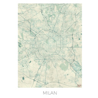 Mapa Milan, Hubert Roguski, 30 × 40 cm