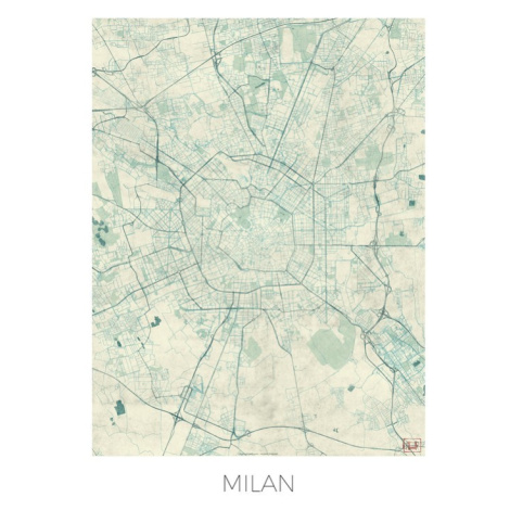Mapa Milan, Hubert Roguski, 30x40 cm