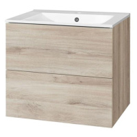 MEREO Aira, koupelnová skříňka s keramickým umyvadlem 61 cm, dub Kronberg CN720