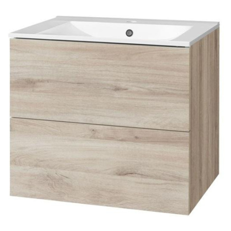 MEREO Aira, koupelnová skříňka s keramickym umyvadlem 61 cm, dub Kronberg CN720