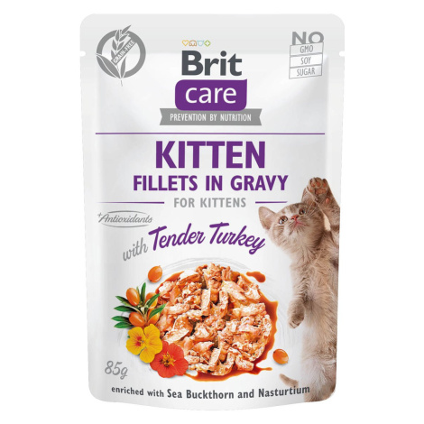 Brit Care Cat filety pro koťata v jemné omáčce s krocanem 48 × 85 g