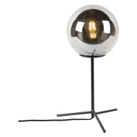 Stolní lampa ve stylu art deco černá s kouřovým sklem 45,5 cm - Pallon