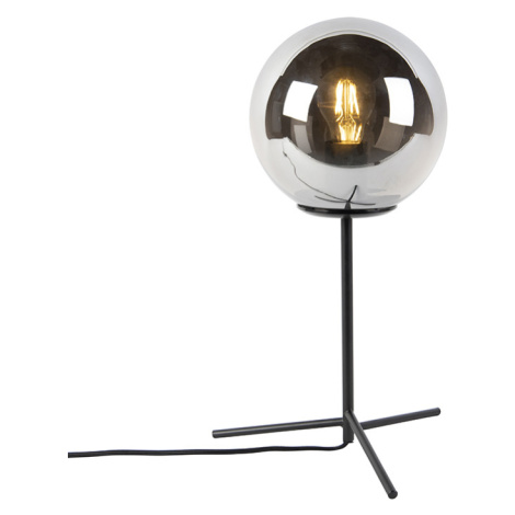 Stolní lampa ve stylu art deco černá s kouřovým sklem 45,5 cm - Pallon QAZQA