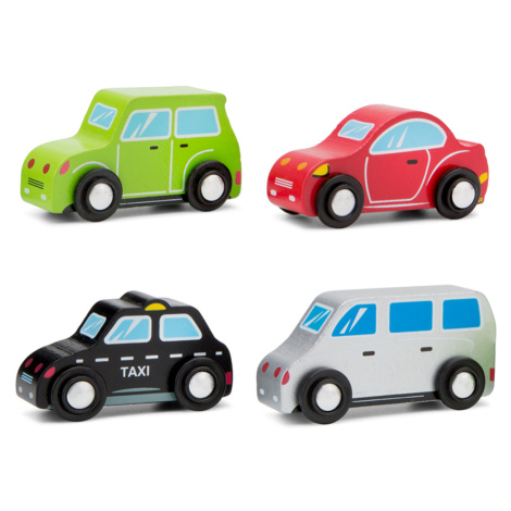 New Classic Toys Sada dřevěných mini autíček - 4 ks