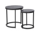 Přístavný stolek HULO černý mramor/černá, sada 2 ks