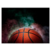 Fotografie basketball on the color smoke background, retouchman, 40 × 30 cm