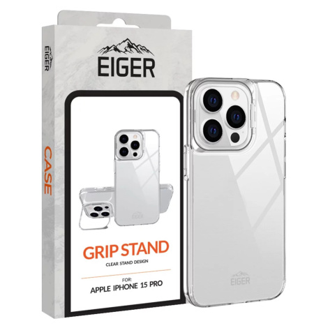 Kryt Eiger Grip Stand Case iPhone 15 Pro Clear Eiger Glass
