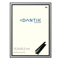 DANTIK rámeček 15 × 20, ALU profil 7002 Šedý leský sklo čiré