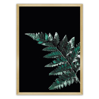 Dekoria Plakát Dark Fern Leaf, 70 x 100 cm, Volba rámku: Zlatý