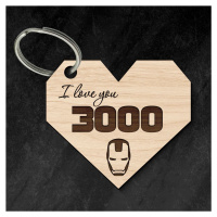 Dřevěný přívěšek na klíče - I love you 3000