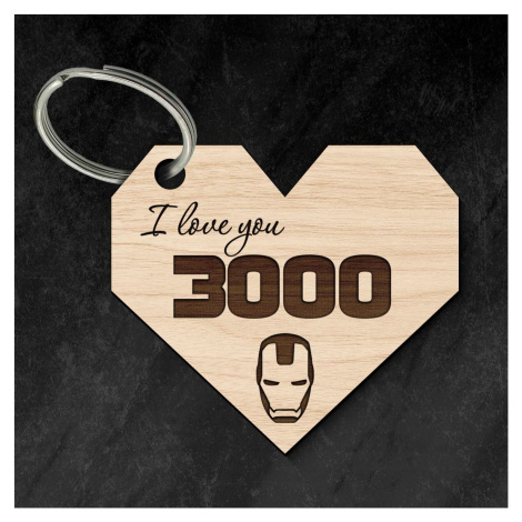 Dřevěný přívěšek na klíče - I love you 3000 DUBLEZ