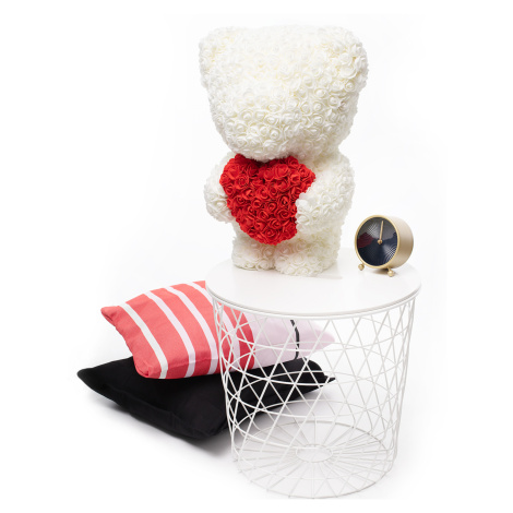 HračkyZaDobréKačky Rose Bear 40 cm bílý s červeným srdcem