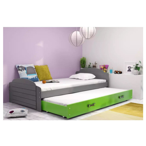 Dětská postel LILI s výsuvným lůžkem 90x200 cm - grafit Zelená BMS