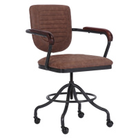 Estila Industriální kožená otočná výškově nastavitelná kancelářská židle Lawrence s hnědým potah