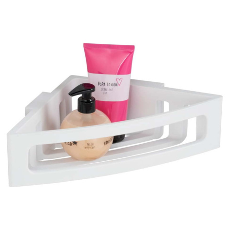 Bílá rohová samodržící plastová koupelnová polička Bralia - Wenko