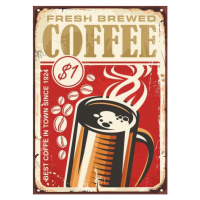 Ilustrace Fresh brewed coffee vintage sign design, lukeruk, 30 × 40 cm