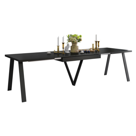 Jídelní rozkládací stůl, 140-290x90 cm, matná černá/černá, AVENY Tempo Kondela