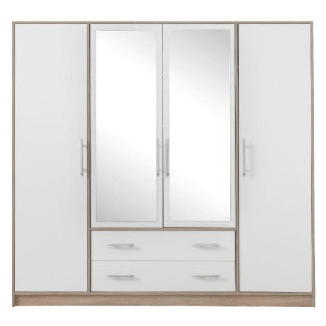 Šatní skříň Smart SR1 Dveře: Dub sonoma / Bílá, Varianta: Se zrcadlem Meblar