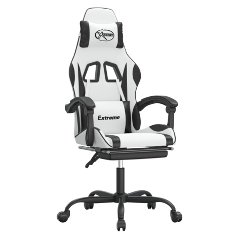 vidaXL Herní židle s podnožkou bílá a černá umělá kůže