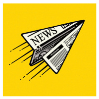 Ilustrace Extra News made from paper airplane, icon, Man_Half-tube, 40 × 40 cm
