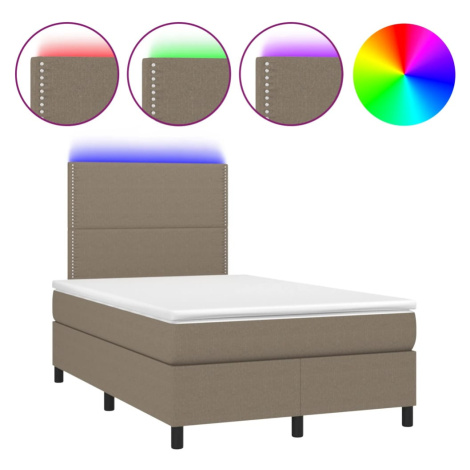vidaXL Box spring postel s matrací a LED taupe 120x190 cm textil