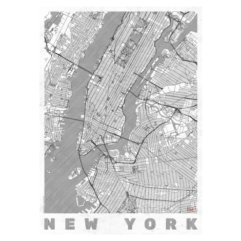 Mapa New York, Hubert Roguski, (30 x 40 cm)