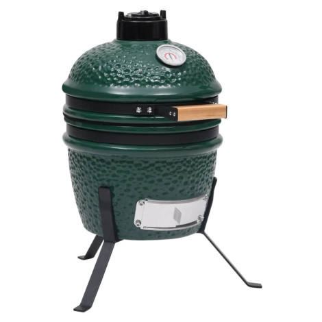 vidaXL Zahradní gril a udírna 2 v 1 Kamado keramický 56 cm zelený