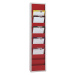 EICHNER Plánovací tabule, s 10 lištami, jednořadová, v x š x h 1280 x 315 x 74 mm, červená