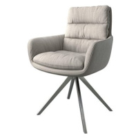 DELIFE Otočná židle Abelia-Flex s područkou plochá tkanina světle šedá křížová podnož hranatá